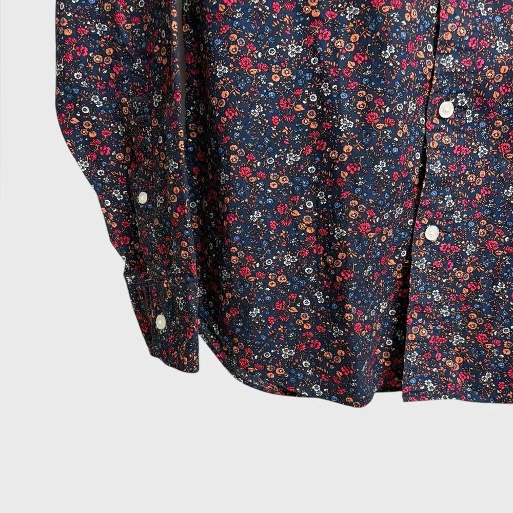 J. Crew Men's Slim Fit Floral Button-Down Shirt Size M Navy Multicolor Preppy